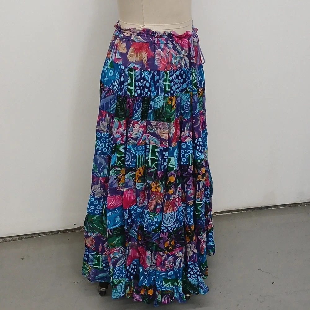 Vintage Sunbelt Sportswear Drawstring Floral Patterned Skirt / One Size